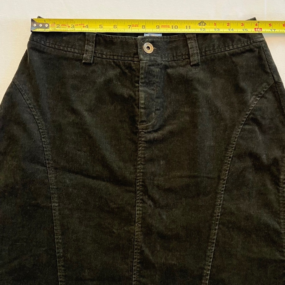 G H Bass Cotton Corduroy A Line Dark Olive Y2K Academia Preppy Skirt Size 8 - Picture 6 of 8